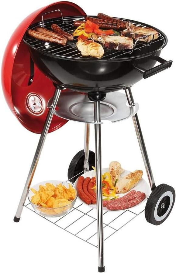 Houtskool Grill Buiten Koken Gezellig Buiten Verstelbare Ventilatie 41 cm Diameter Zwart