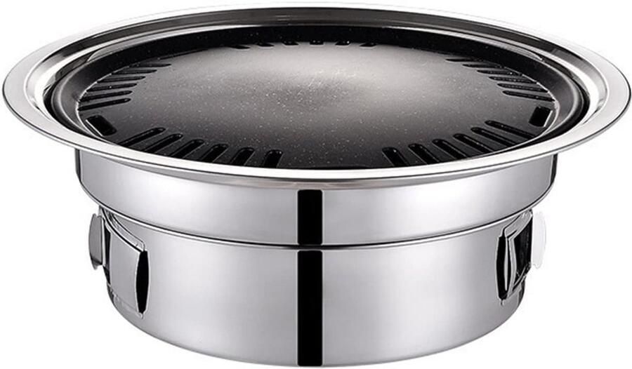 Houtskool Grill Buiten Koken Kamperen Tuin Gietijzeren Grill Voor 3-5 personen Zilver