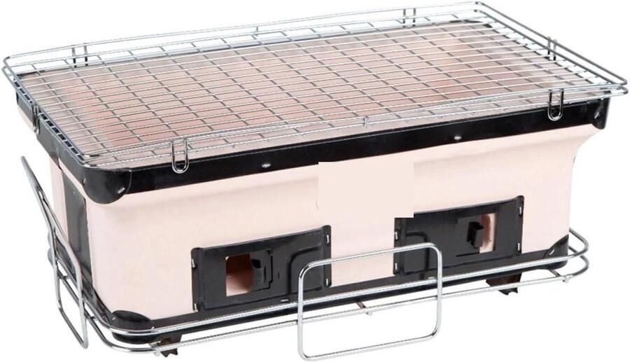 Houtskool Grill Buiten Koken Lekker Grillen Roestvrij Staal 39.5x24x16cm Zilver