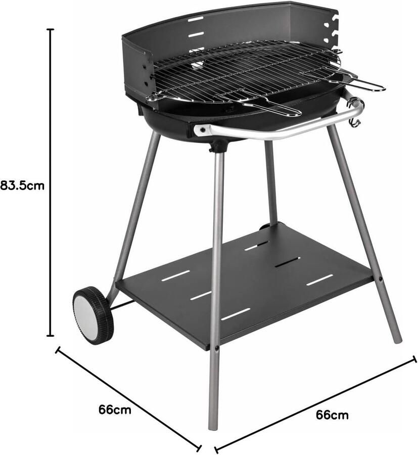 Houtskool Grill Buiten Koken Terras Gebruik Verstelbare Grill 1650 cm² Zwart