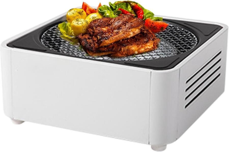 Houtskool Grill Compacte BBQ Buiten Koken Verbeterde Warmtebeheersing 41 x 17 cm Wit