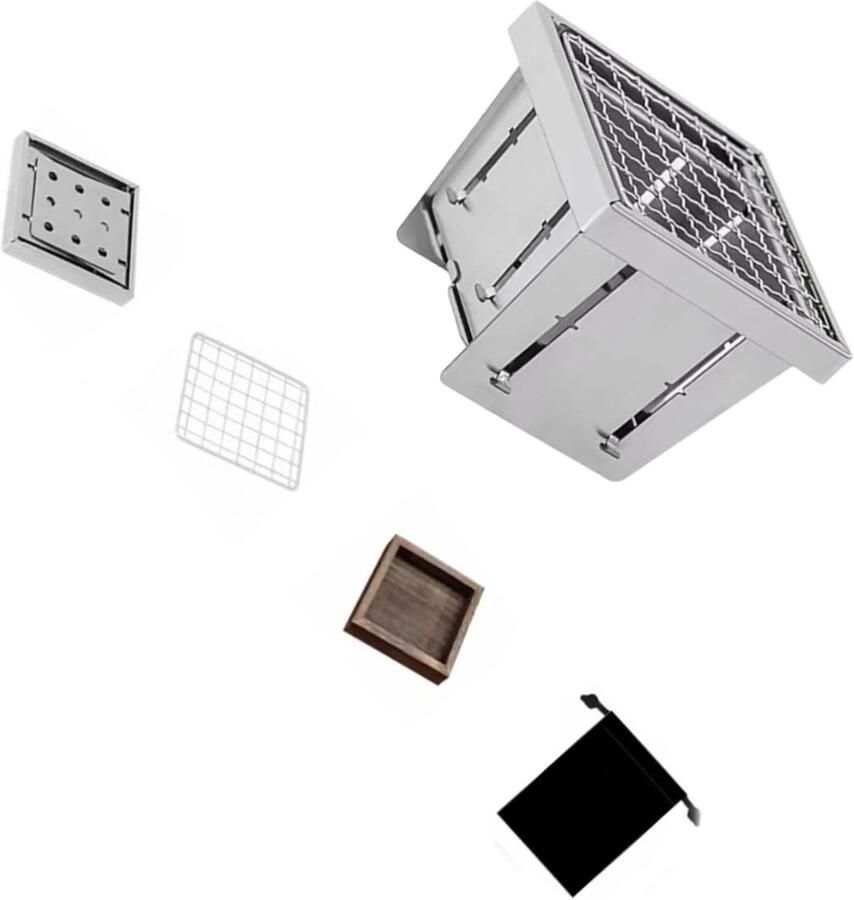 Houtskool Grill Compacte BBQ Outdoor Koken Snelle Warmteverdeling 11.5 x 11.5 cm Meerkleurig