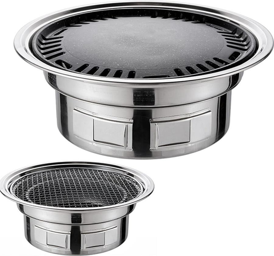 Houtskool Grill Draagbare Barbecue Compact Grillen Twee Grill Modi Afmeting S Zilver