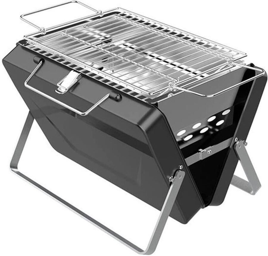 Houtskool Grill Draagbare Oven Buiten Koken Opvouwbaar Ontwerp 22x30x22 cm Zwart