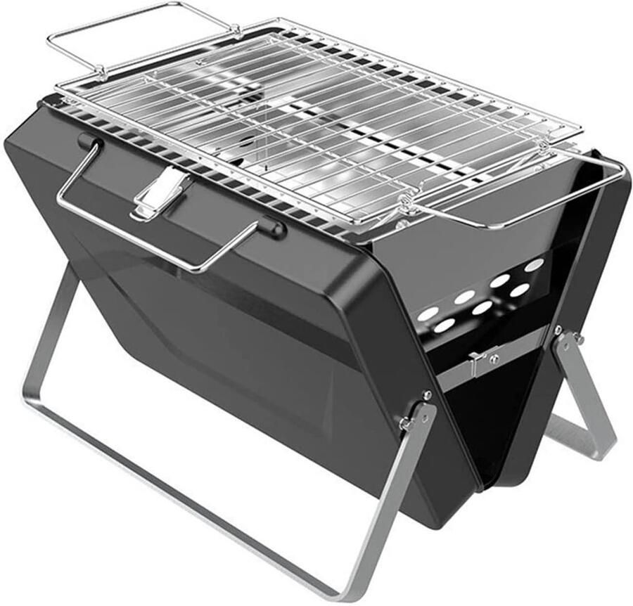 Houtskool Grill Draagbare Oven Buiten Koken Opvouwbaar Ontwerp 22x30x22 cm Zwart