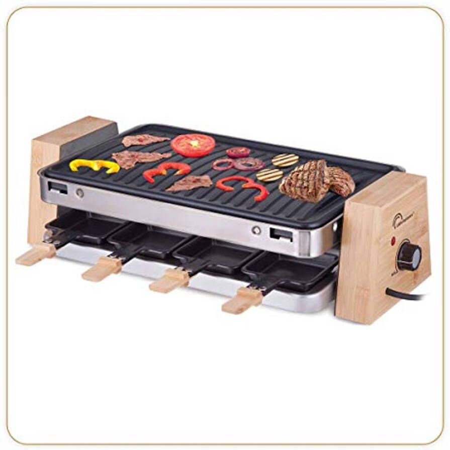 Houtskool Grill en Raclette voor 8 Personen 2 in 1 Functie met Accessoires