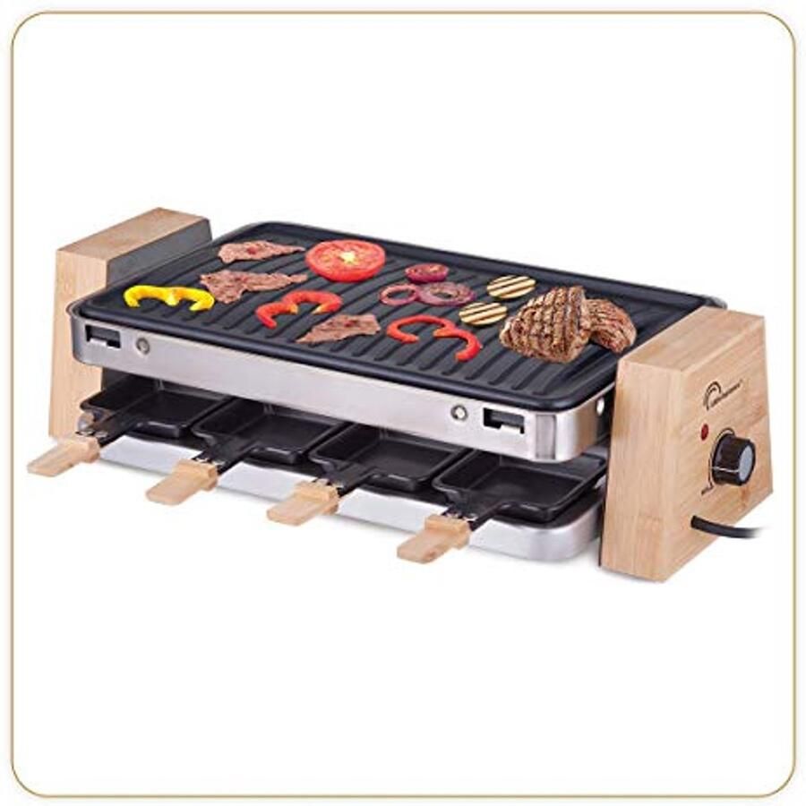 Houtskool Grill en Raclette voor 8 Personen 2 in 1 Functie met Accessoires