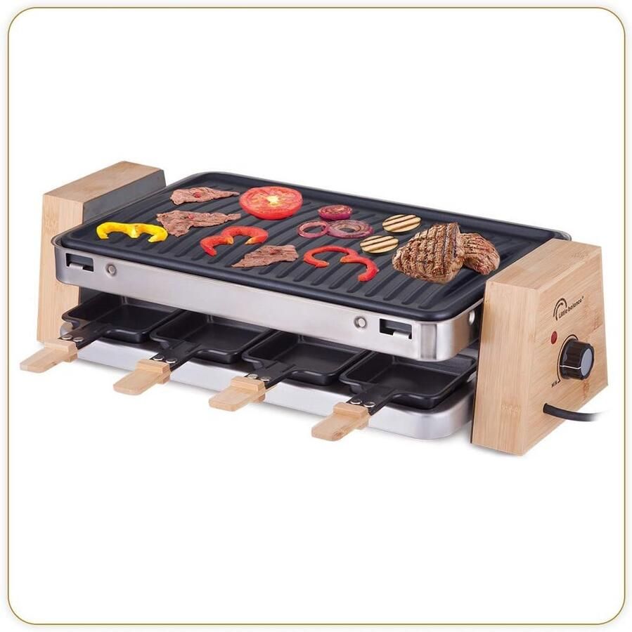 Houtskool Grill en Raclette voor 8 Personen 2 in 1 Functie met Accessoires