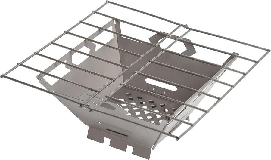 Houtskool Grill Kampeer Kooktoestel Buiten Koken Vouwt Plat Compact Ontwerp Zilver