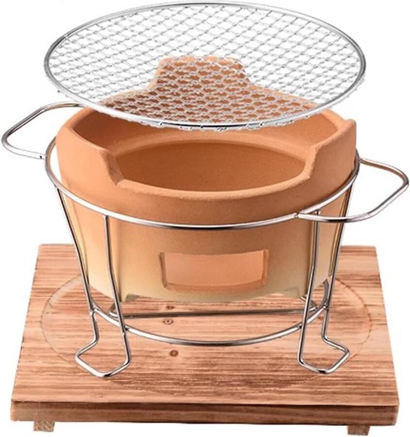 Houtskool Grill Klei Fornuis Buiten Koken Afneembaar Ontwerp 20 x 23 cm Zwart