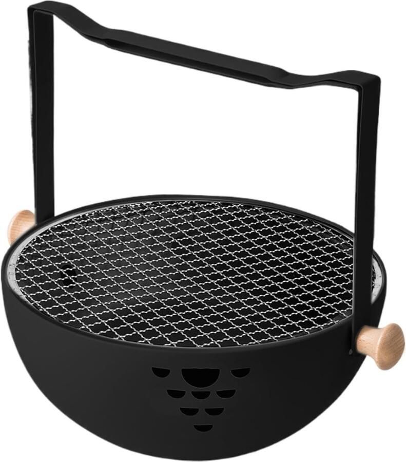 Houtskool Grill Kookpan Buiten Outdoor Koken Ventilatie Openingen 32 cm Breed Zwart Wit