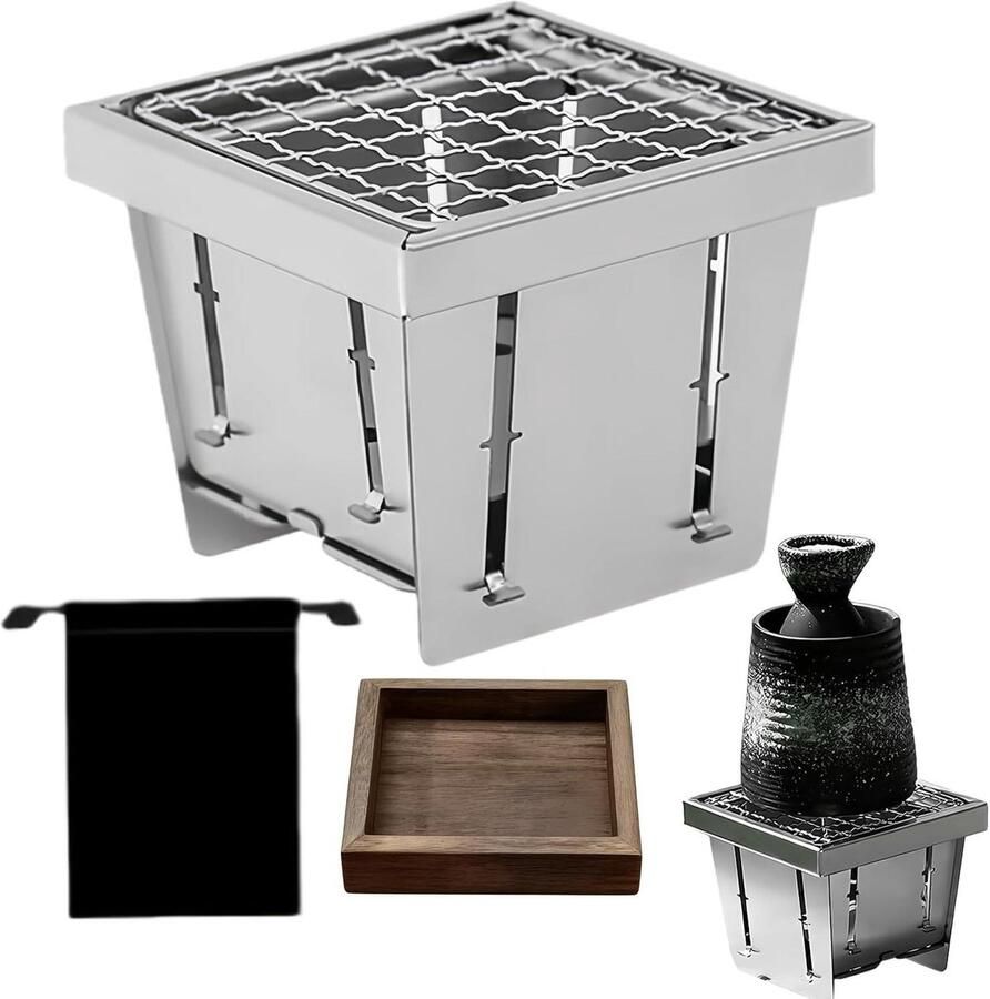 Houtskool Grill Opvouwbare Grill Outdoor Koken Roestvrij Staal 43 x 164 x 43 mm Zilver