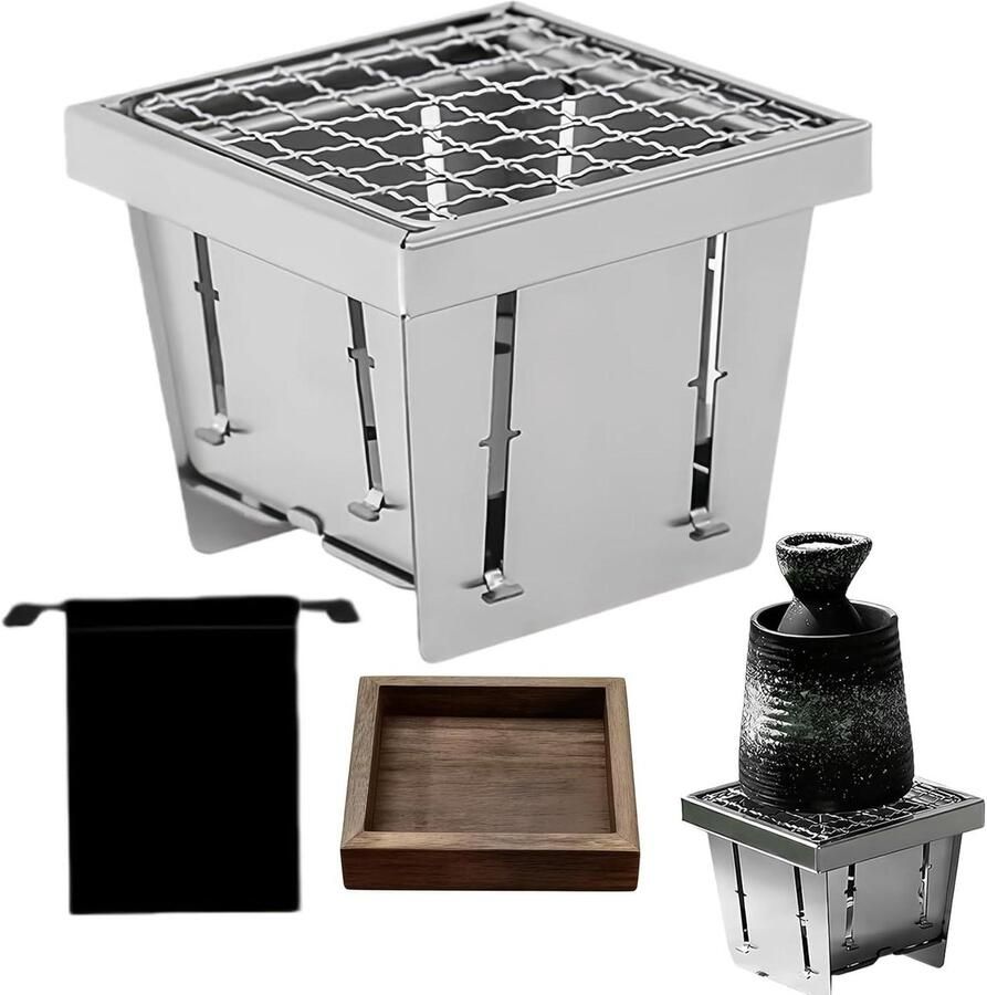 Houtskool Grill Opvouwbare Grill Outdoor Koken Roestvrij Staal 43 x 164 x 43 mm Zilver
