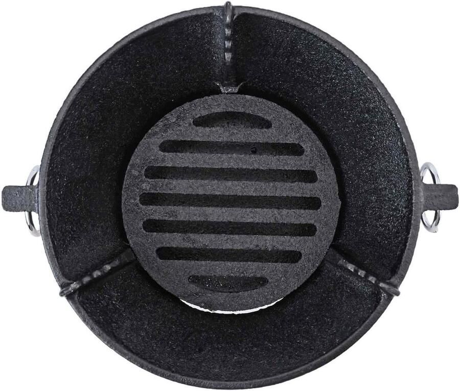 Houtskool Grill Pan Kook Skillet Koreaanse Koken Gelijkmatige Warmte 7.7 Inch Zwart