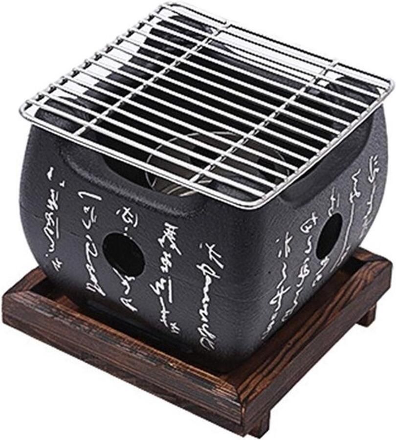 Houtskool Grill Tafel BBQ Buiten Koken Compact Ontwerp 12x12 cm Zwart