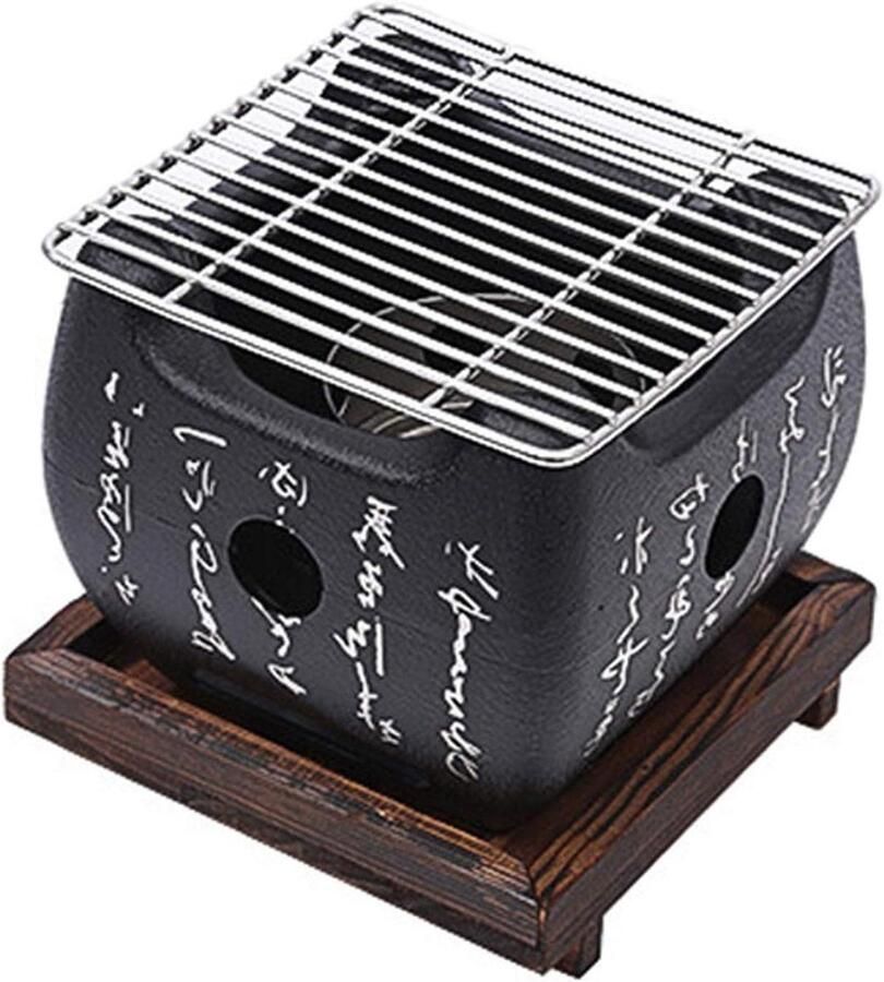 Houtskool Grill Tafel BBQ Buiten Koken Compact Ontwerp 12x12 cm Zwart