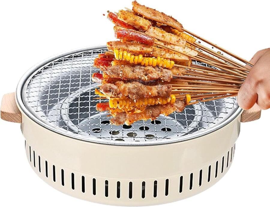 Houtskool Grill Tafel Grill Buiten Koken Draagbaar Compact 32cm Zwart
