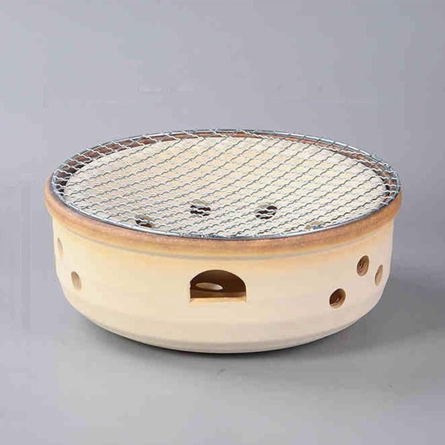 Houtskool Grill Tafeloven Keramiek Buiten Koken Warmte Opslag 27 x 11 cm Wit