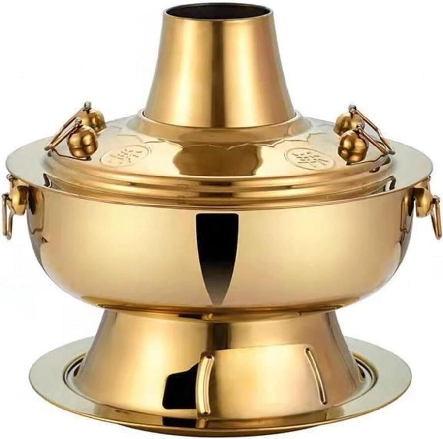 Houtskool Hotpot Koperen Soeppan Gezamenlijk Dineren Traditioneel Fornuis Tot 36 cm Koperkleurig