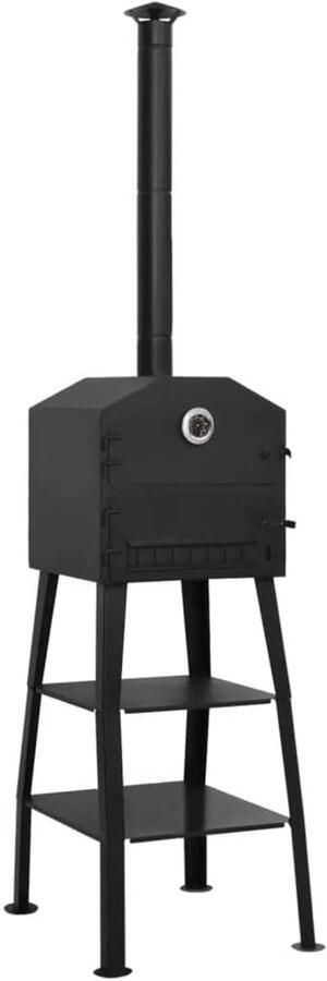 Houtskool Pizzaoven Tuinoven Pizzamaker Authentiek Bakken Dubbele Vuursteen Bodem Zwart