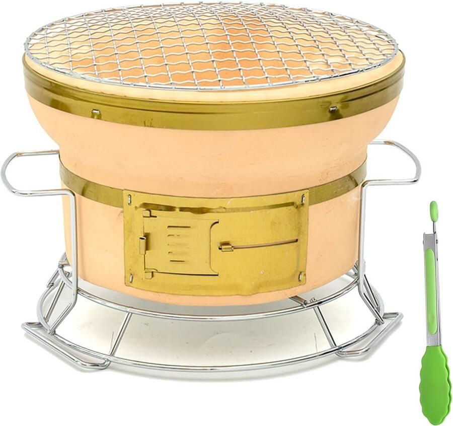 Houtskool Tafelgrill Japanse Grill Buiten Koken Keramische Klei Oven 24x19cm Geel