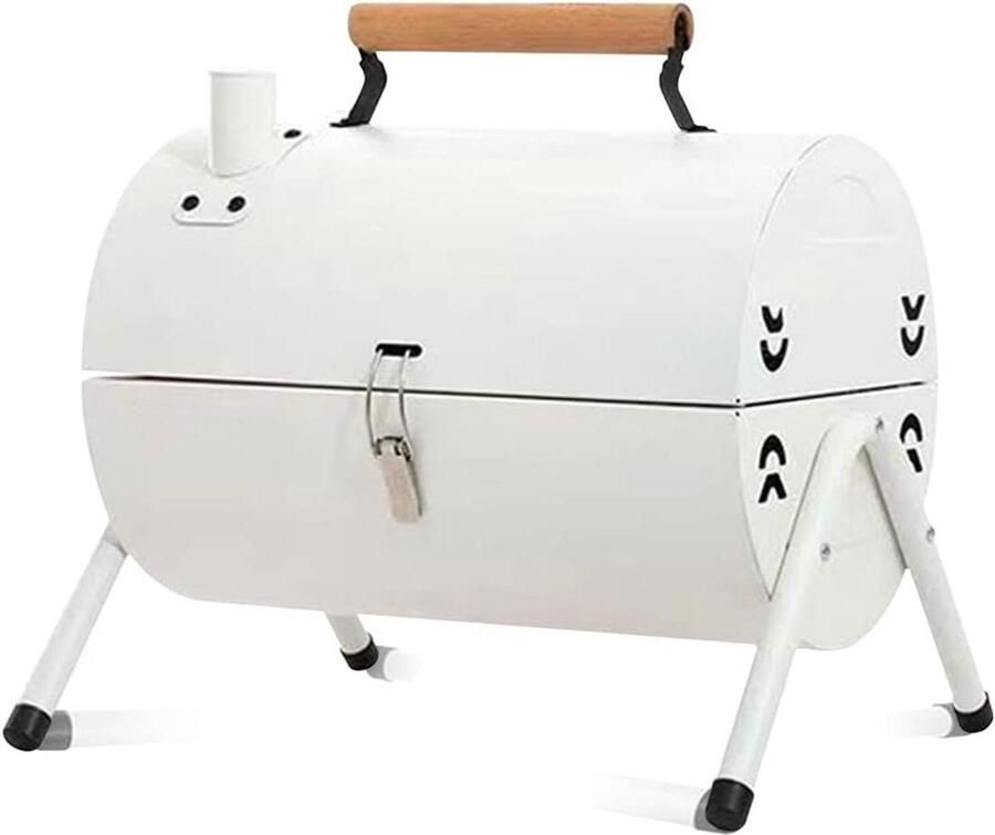 Houtskoolbarbecue Draagbare Grill Buiten Koken Dubbelzijdig Roosteren 42 x 26 x 38 cm Wit