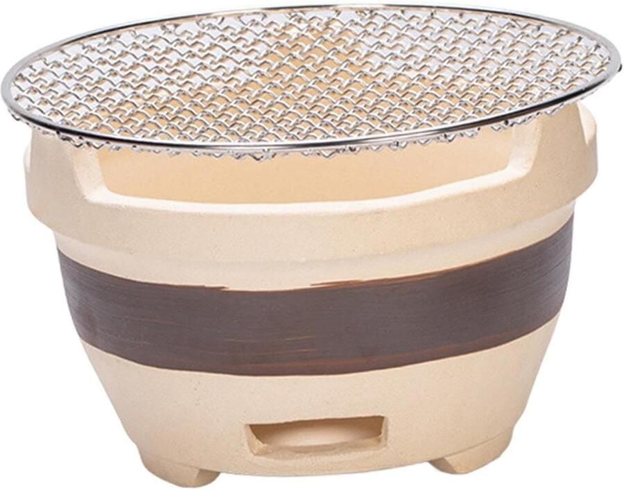 Houtskoolgrill Aardewerk Barbecue Buitenkeuken Kamperen en Grillen Geïntegreerde Ventilatie 16 cm x 11 cm Bruin