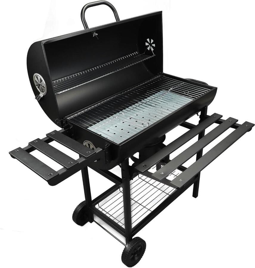 Houtskoolgrill Buiten koken Grote bijeenkomsten Verstelbare temperatuur 77 x 42 x 23 cm Zwart