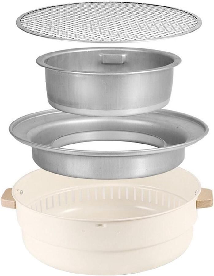 Draagbare Houtskoolgrill Camping Barbecue Buiten Koken Compact en Lichtgewicht 32 cm Diameter Zwart