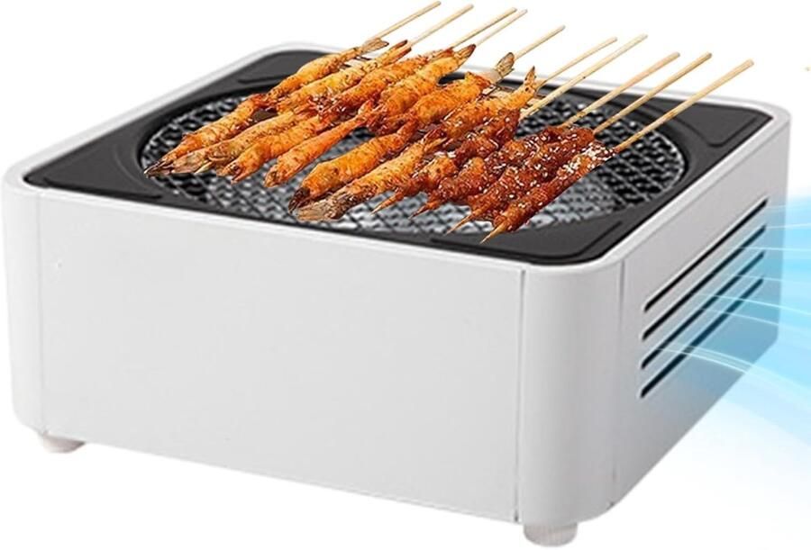 Houtskoolgrill Compacte grill Buiten koken Snelle reiniging 41x17x17 cm Wit