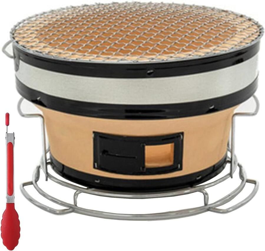 Houtskoolgrill Draagbare BBQ Tafelgrill Japanse BBQ Hoog rendement 27x17cm Zwart