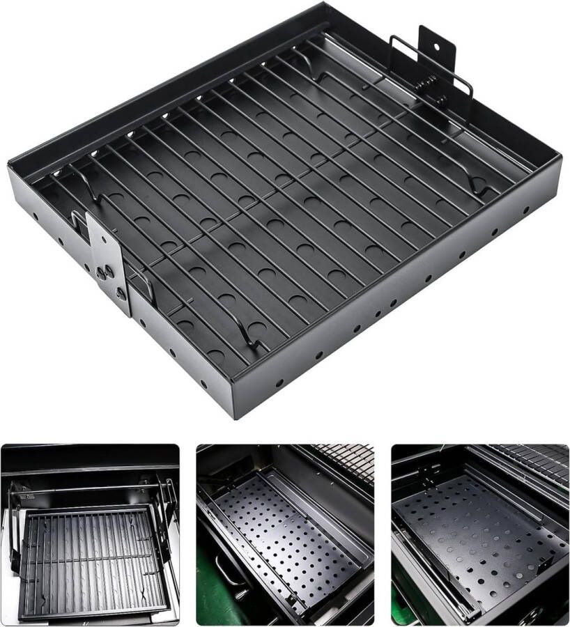 Houtskoolgrill Houtskool BBQ Houtskoolrooster Verstelbare Universeel Houtskoolschaal met Houtskool RVS Gaas 38-71 x 32.8 x 9 cm Zwart