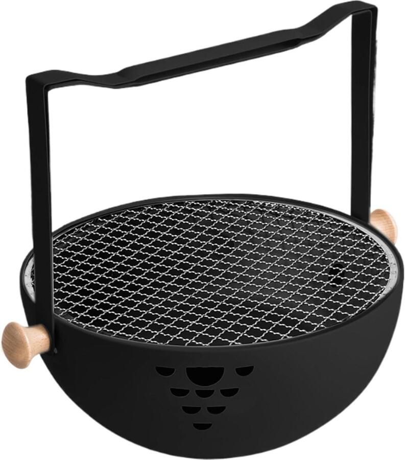 Houtskoolgrill Inklapbaar Draagbare BBQ Tafelgrill Buiten Koken Geoptimaliseerde Ventilatie 208 x 351 x 208 cm Zwart