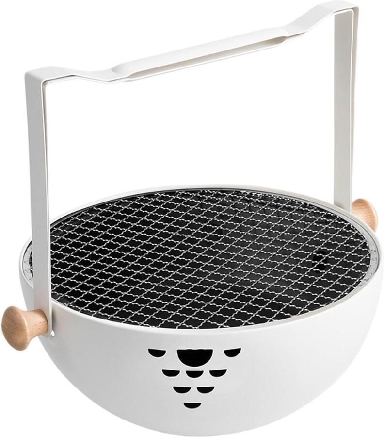 Houtskoolgrill Inklapbaar Mobiel Fornuis Grill Buiten Koken Geoptimaliseerde Ventilatie 35.1 x 20.8 x 20.8 cm Wit