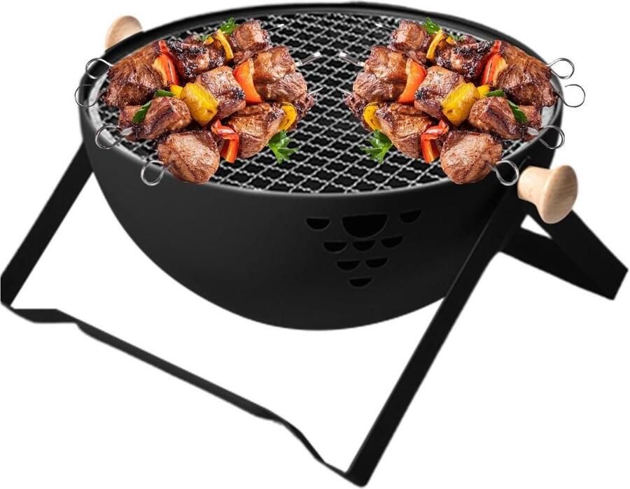 Houtskoolgrill Inklapbare oven Buiten koken Efficiënte luchtcirculatie 17 x 32 x 17 cm Zwart