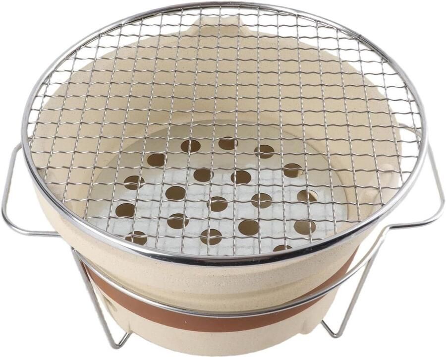 Houtskoolgrill Klei kachel Buiten koken Multifunctioneel 24 x 24 x 14.5 cm Terracotta
