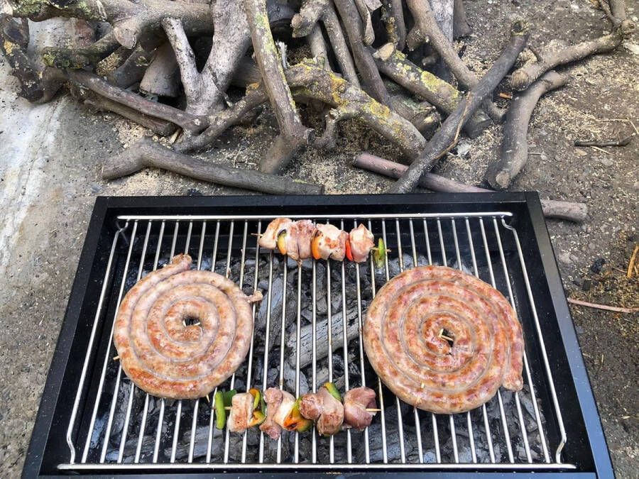 Houtskoolgrill met verchroomd staal grillrooster – Draagbare ronde grill