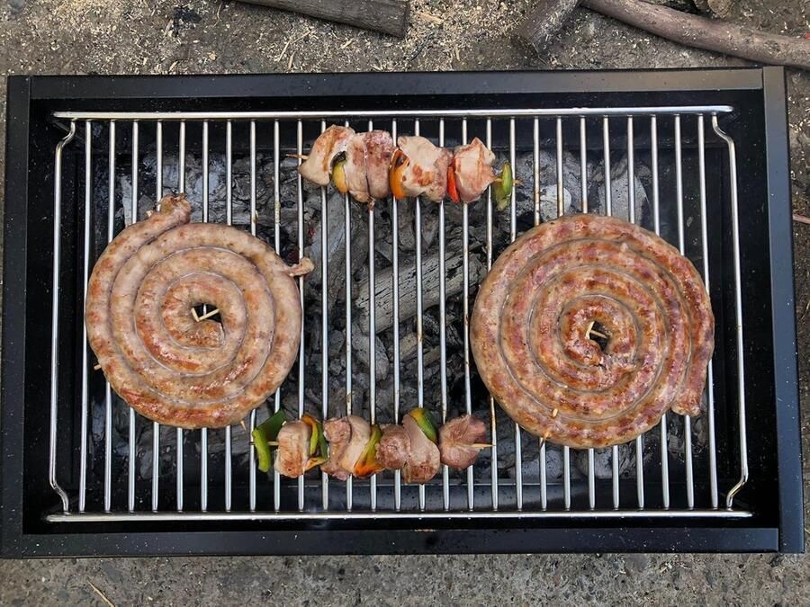 Houtskoolgrill met verchroomd staal grillrooster – Draagbare ronde grill
