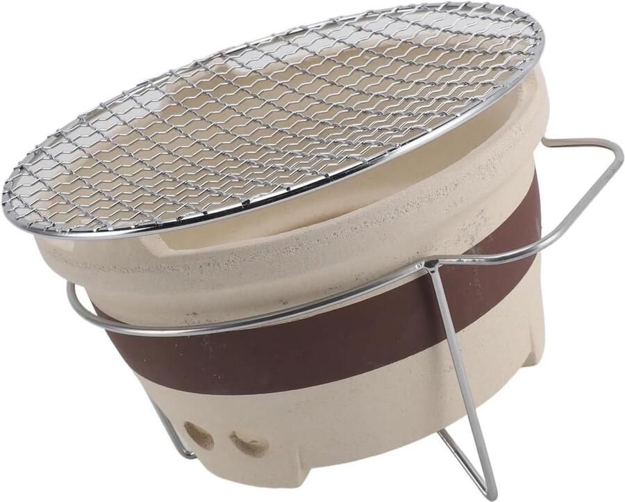 Houtskoolgrill Outdoor Draagbare Oven Kamperen en Buiten Keramische Constructie 24x24x14.5 cm Zwart
