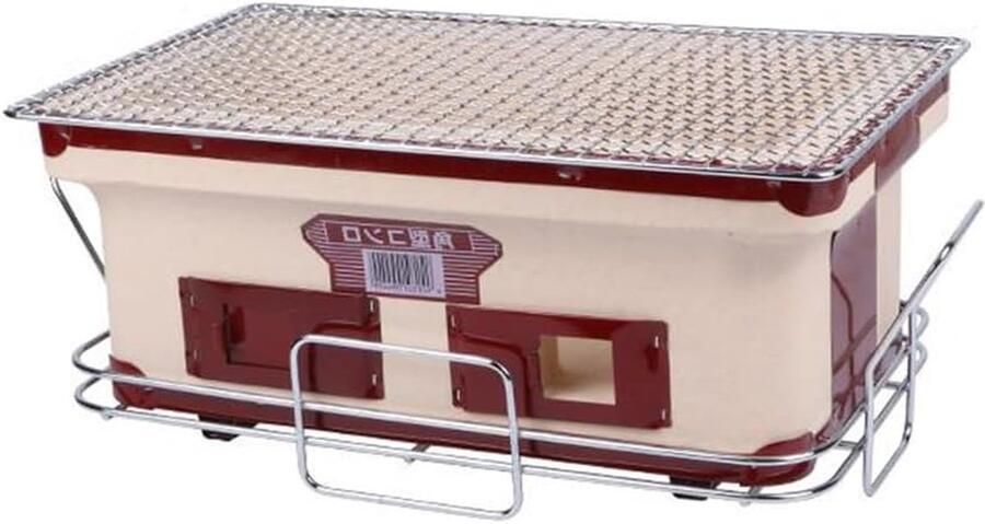 Houtskoolgrill Rechthoekig Tafelgrill Hibachi Binnen Buiten Grillen Hoge Warmte Collectie 40x24 cm Zwart