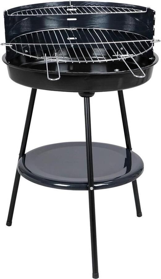 Houtskoolgrill Ronde Grill Buitenkeuken Barbecue Gezellig Buiten Koken Inclusief Warmhoudrooster 48.5 cm Grilloppervlak Antraciet