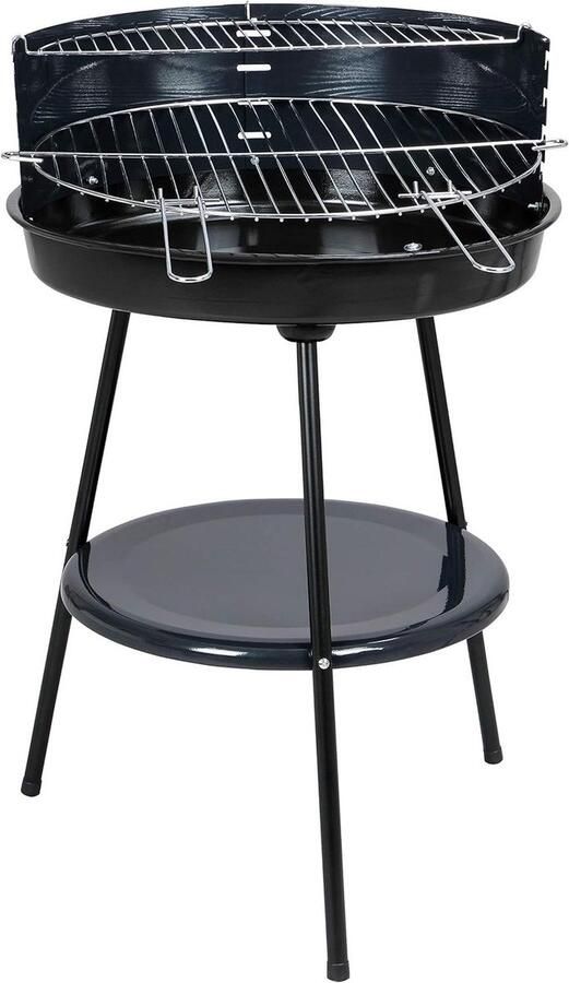 Houtskoolgrill Ronde Grill Buitenkeuken Barbecue Gezellig Buiten Koken Inclusief Warmhoudrooster 48.5 cm Grilloppervlak Antraciet