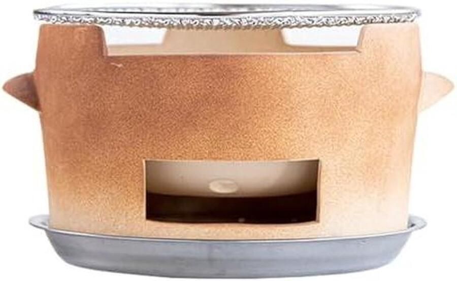 Houtskoolgrill van klei Outdoor barbecue Buiten koken Handgemaakt puur mineraal Voor 2-5 personen Terracotta