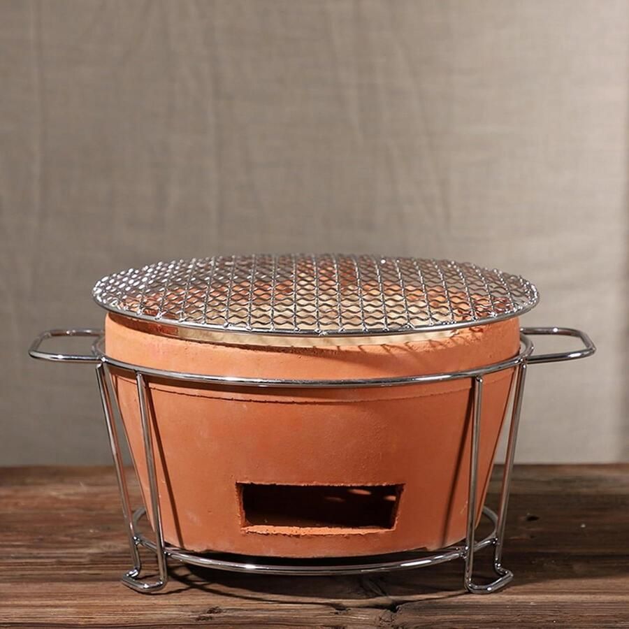 Houtskooloven Grill Keramische Kookplaat Buiten Koken Multifunctioneel Ontwerp 305 x 23 cm Zwart
