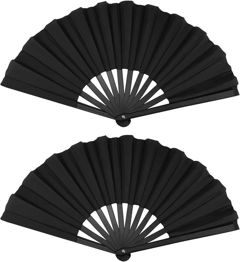 Huakaile 2 stuks 13 inch zwarte laarzen op de grond hand ventilator grote opvouwbare knallende waaier voor lijndansen handheld rave-decoraties voor mannen vrouwen festival performance show party