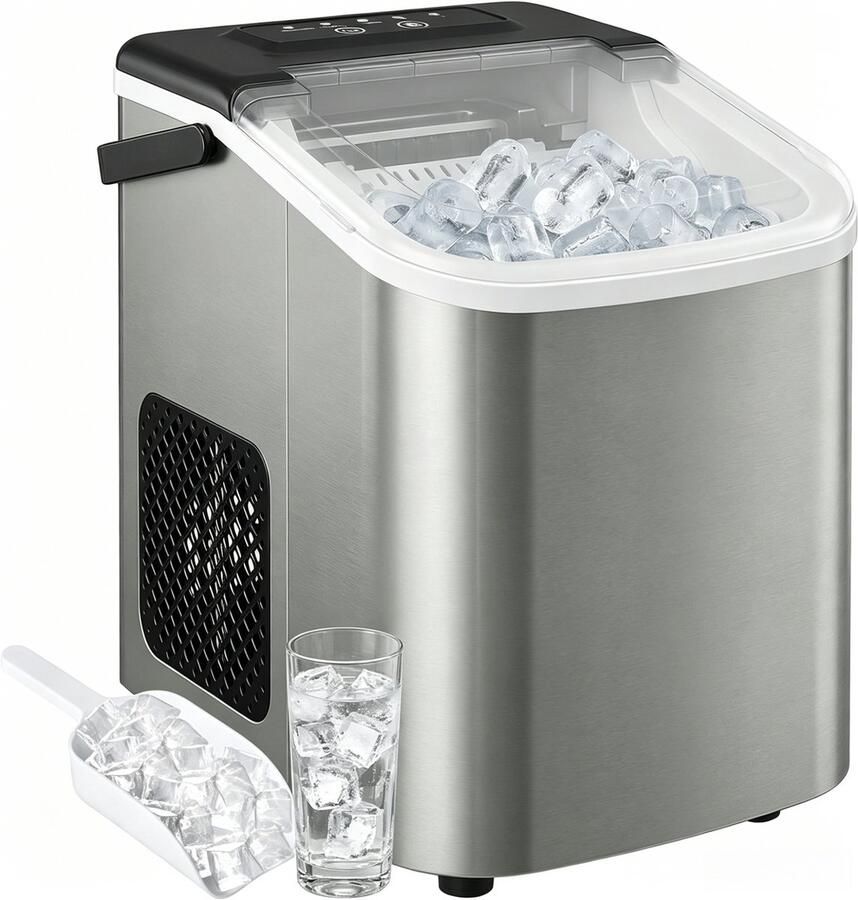 Huishoud Ijsblokjesmachine Draagbare automatische ijsmachine 2 maten ijsblokjes S L snel ijs maken 6-14min zelfreinigend voor thuis café en horeca gebruik - Foto 2