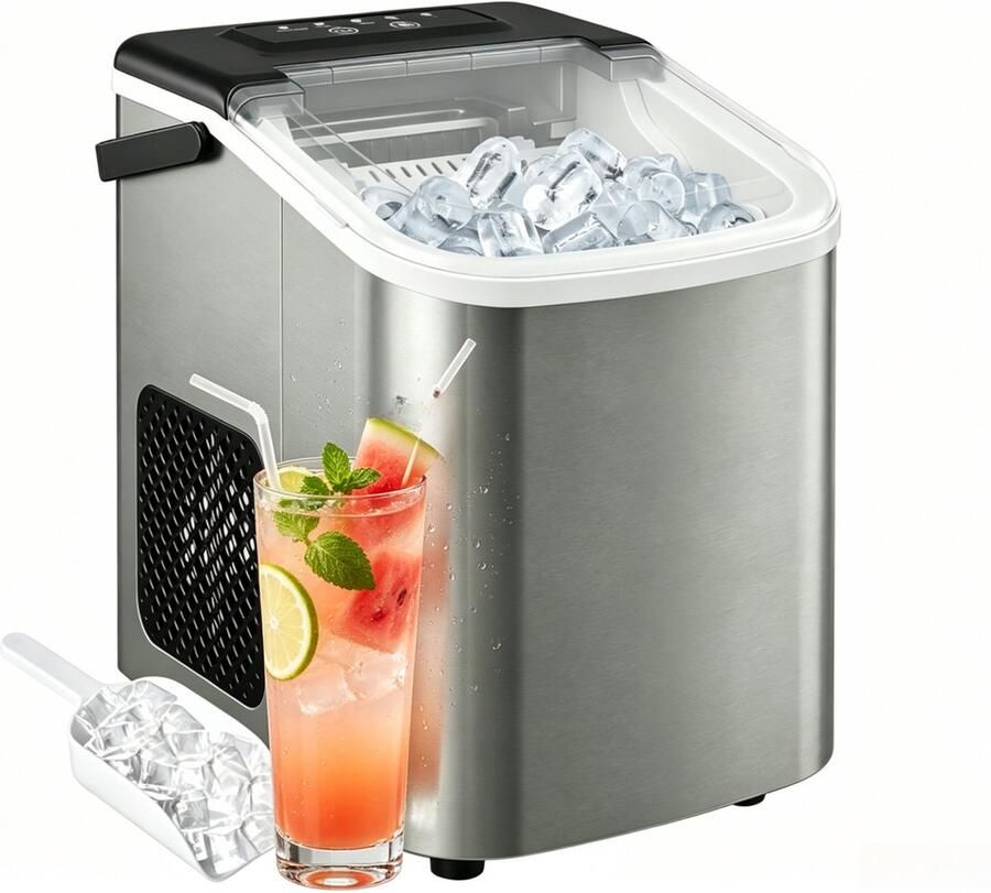Huishoud Ijsblokjesmachine Draagbare automatische ijsmachine 2 maten ijsblokjes S L snel ijs maken 6-14min zelfreinigend voor thuis café en horeca gebruik