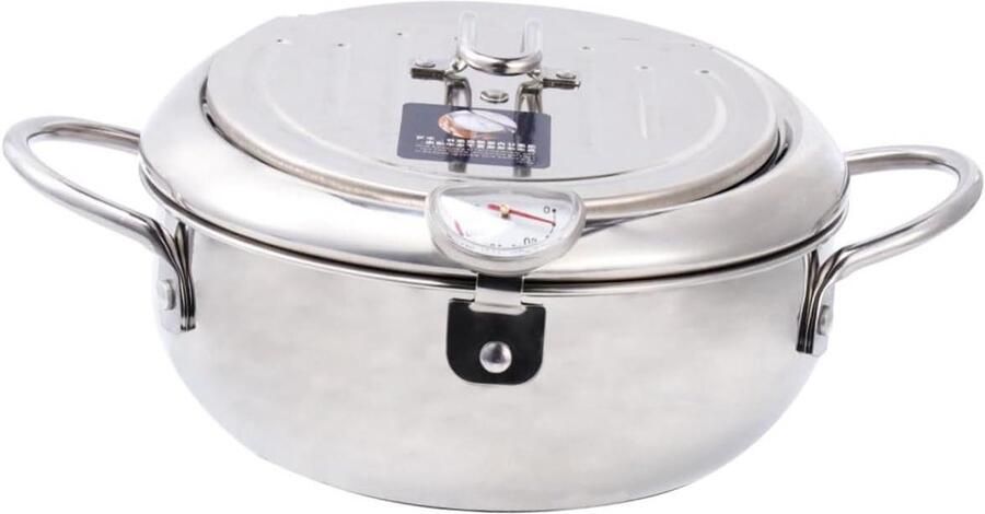 Huishoudelijke Frituurpan Mini Frituurpan Keuken Frituren aan Huis Gelijkmatige Warmtegeleiding 20.5 cm Zilver