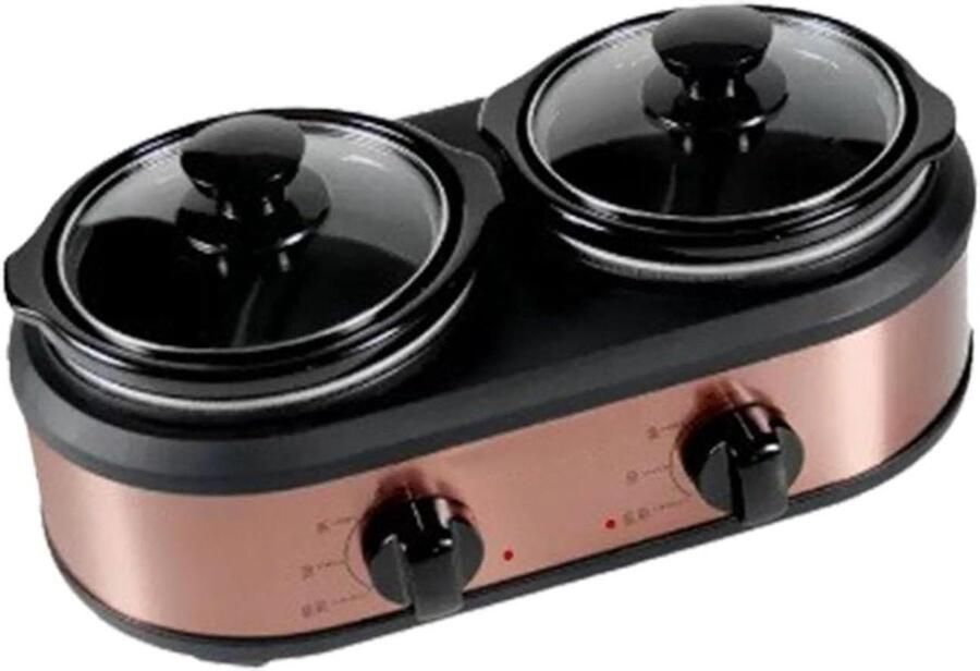 Huishoudelijke multicooker Mini kookpan Gezond koken Dubbele keramische pot 12L per pot Zwart