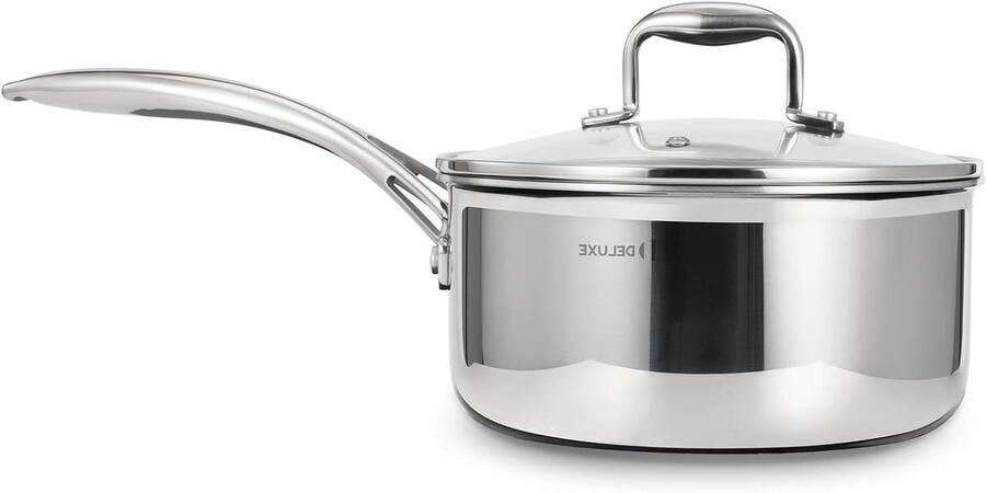 Hybride Antiaanbakpan Koekenpan met deksel Koken en bakken Drielaagse constructie 3 Kwarts Zilver